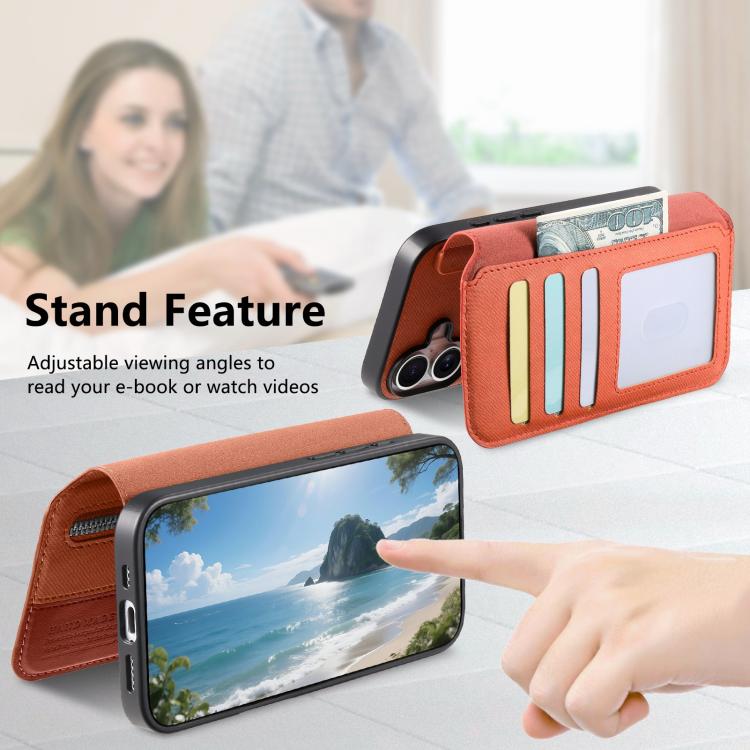 For Galaxy A34 5G Twill Fabric MagSafe RFID Anti-theft Zipper Wallet Leather Phone Case