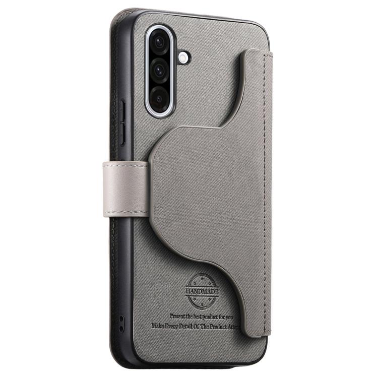 For Galaxy A26 5G Twill Fabric MagSafe RFID Anti-theft Zipper Wallet Leather Phone Case