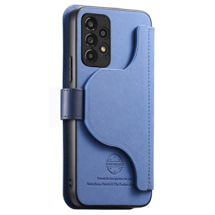 For Galaxy A33 5G Twill Fabric MagSafe RFID Anti-theft Zipper Wallet Leather Phone Case