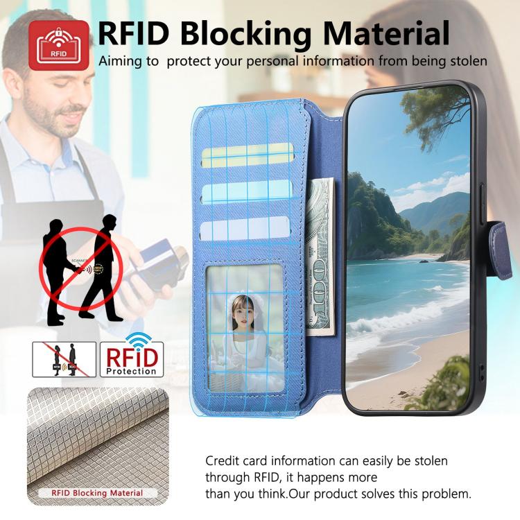For Galaxy A35 5G Twill Fabric MagSafe RFID Anti-theft Zipper Wallet Leather Phone Case