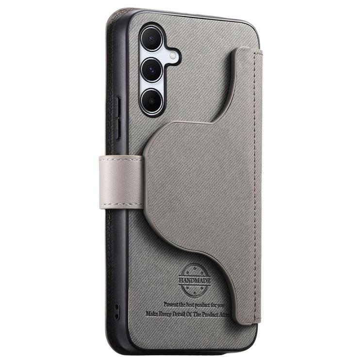 For Galaxy A35 5G Twill Fabric MagSafe RFID Anti-theft Zipper Wallet Leather Phone Case