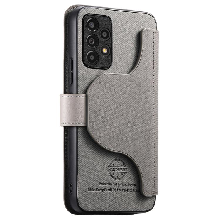 For Galaxy A53 5G Twill Fabric MagSafe RFID Anti-theft Zipper Wallet Leather Phone Case