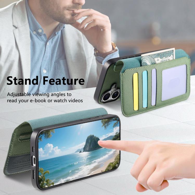 For Galaxy A53 5G Twill Fabric MagSafe RFID Anti-theft Zipper Wallet Leather Phone Case