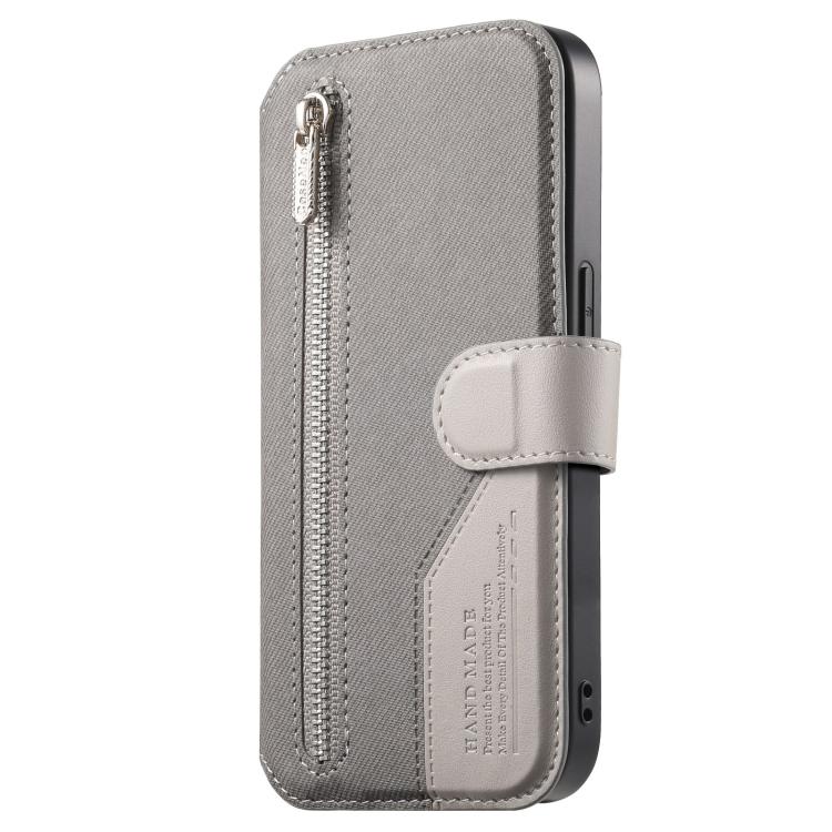 For Galaxy A55 5G Twill Fabric MagSafe RFID Anti-theft Zipper Wallet Leather Phone Case