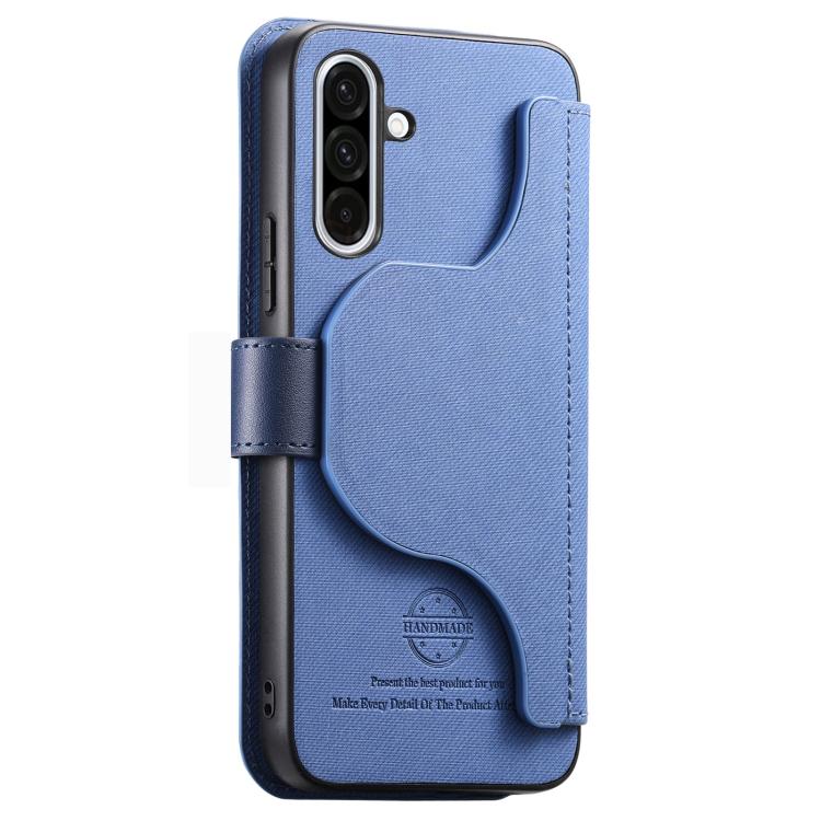 For Galaxy A56 5G Twill Fabric MagSafe RFID Anti-theft Zipper Wallet Leather Phone Case