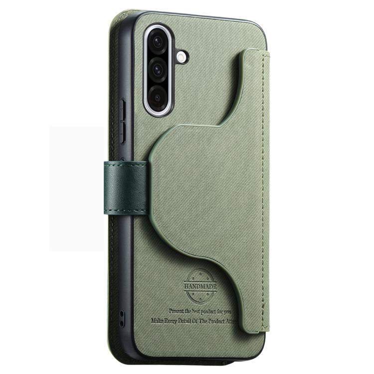 For Galaxy A56 5G Twill Fabric MagSafe RFID Anti-theft Zipper Wallet Leather Phone Case
