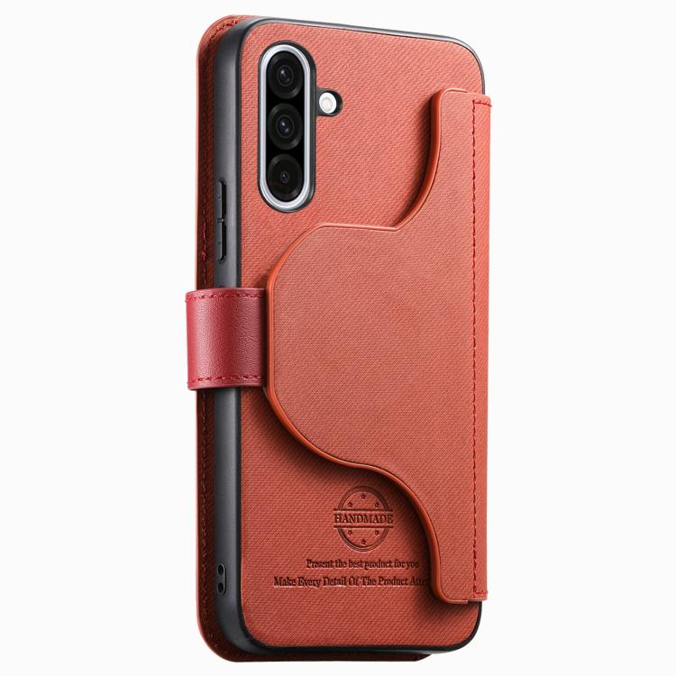 For Galaxy A56 5G Twill Fabric MagSafe RFID Anti-theft Zipper Wallet Leather Phone Case