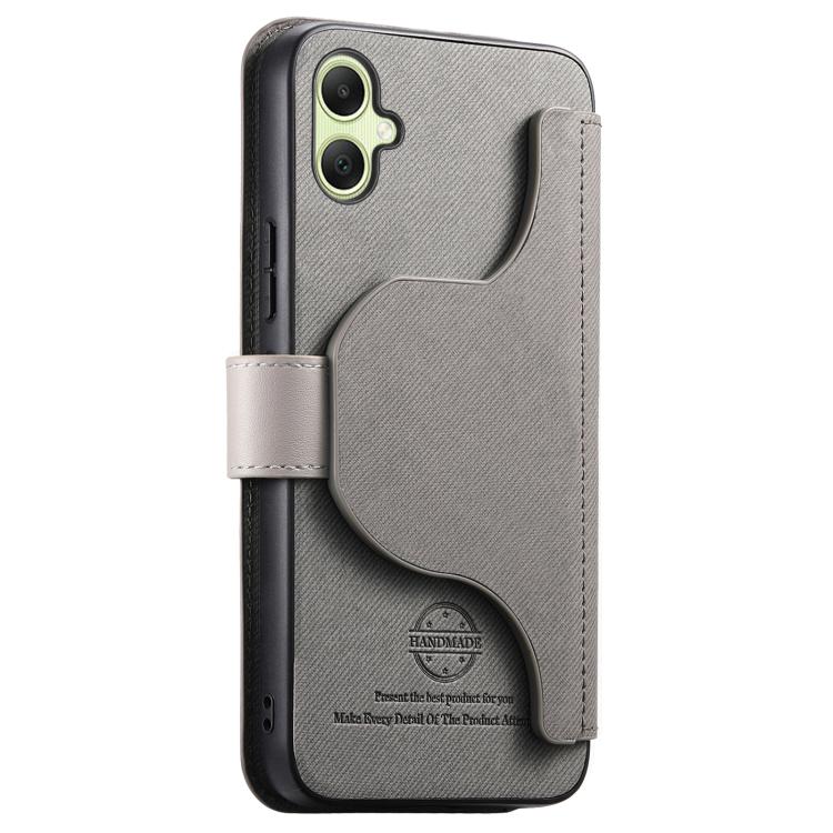 For Galaxy A04 Twill Fabric MagSafe RFID Anti-theft Zipper Wallet Leather Phone Case
