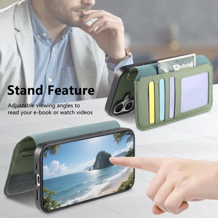 For Galaxy A04 Twill Fabric MagSafe RFID Anti-theft Zipper Wallet Leather Phone Case
