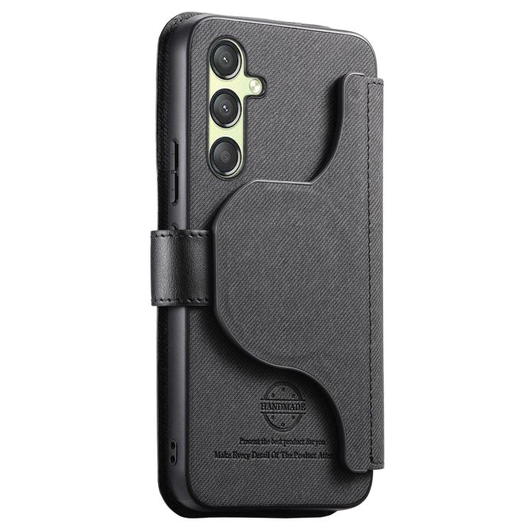 For Galaxy A05s Twill Fabric MagSafe RFID Anti-theft Zipper Wallet Leather Phone Case