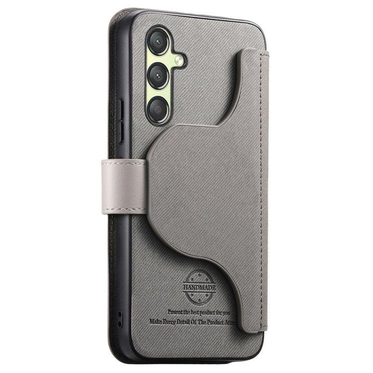 For Galaxy A05s Twill Fabric MagSafe RFID Anti-theft Zipper Wallet Leather Phone Case