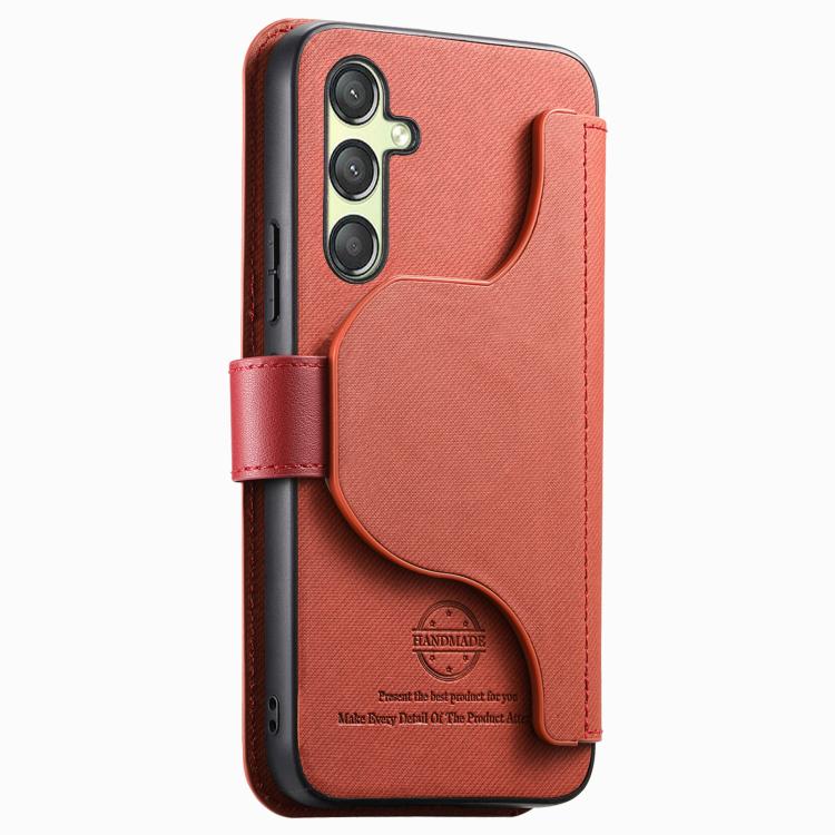 For Galaxy A05s Twill Fabric MagSafe RFID Anti-theft Zipper Wallet Leather Phone Case