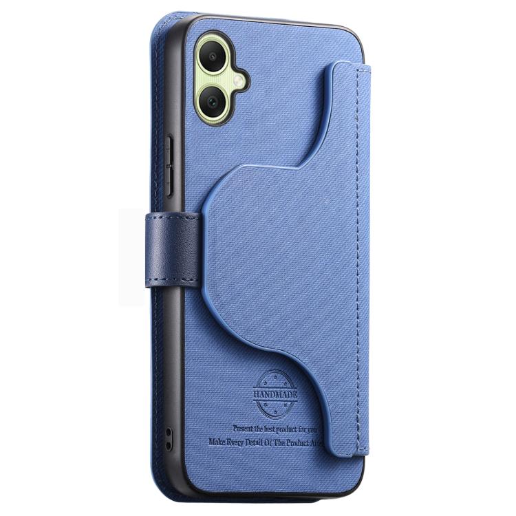 For Galaxy A06 4G Twill Fabric MagSafe RFID Anti-theft Zipper Wallet Leather Phone Case