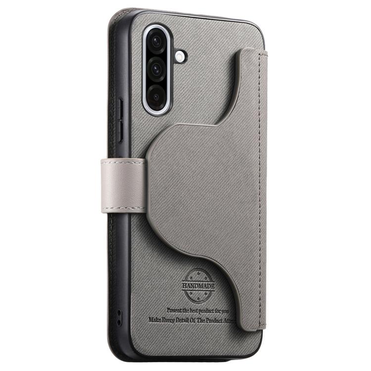 For Galaxy A17 4G / 5G Twill Fabric MagSafe RFID Anti-theft Zipper Wallet Leather Phone Case