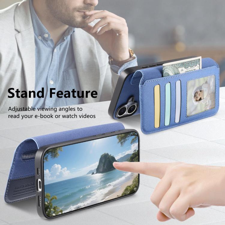 For Galaxy A57 5G Twill Fabric MagSafe RFID Anti-theft Zipper Wallet Leather Phone Case