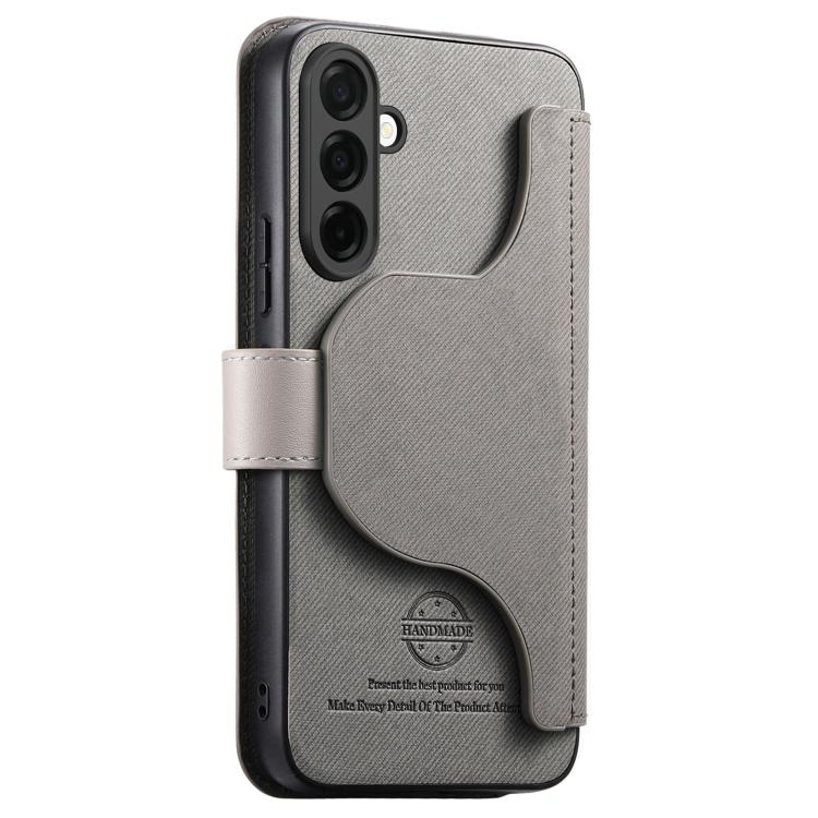 For Galaxy A57 5G Twill Fabric MagSafe RFID Anti-theft Zipper Wallet Leather Phone Case
