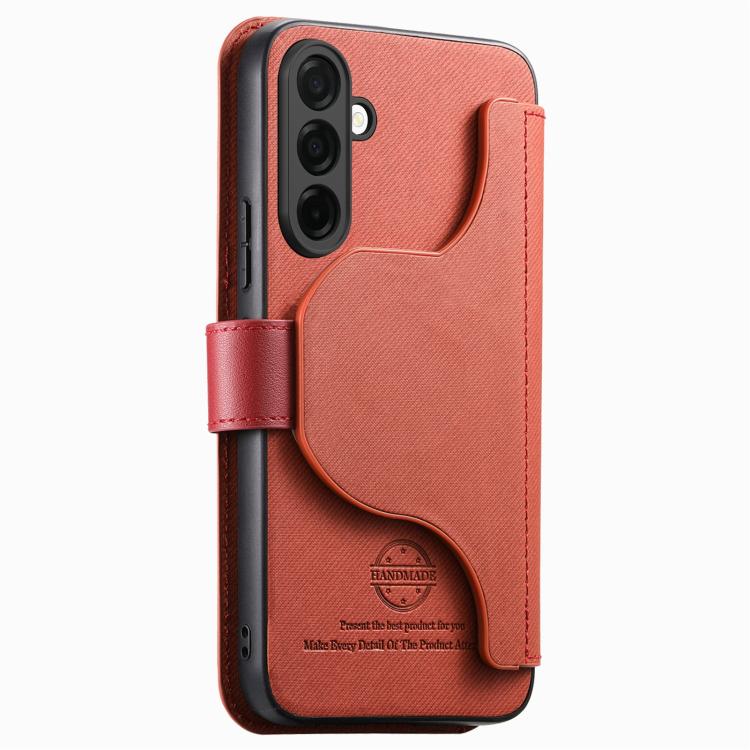 For Galaxy A57 5G Twill Fabric MagSafe RFID Anti-theft Zipper Wallet Leather Phone Case