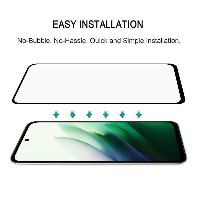For Redmi 15C 5G EU 173.1mm High Aluminum Full Screen Silk Printing Tempered Glass Film