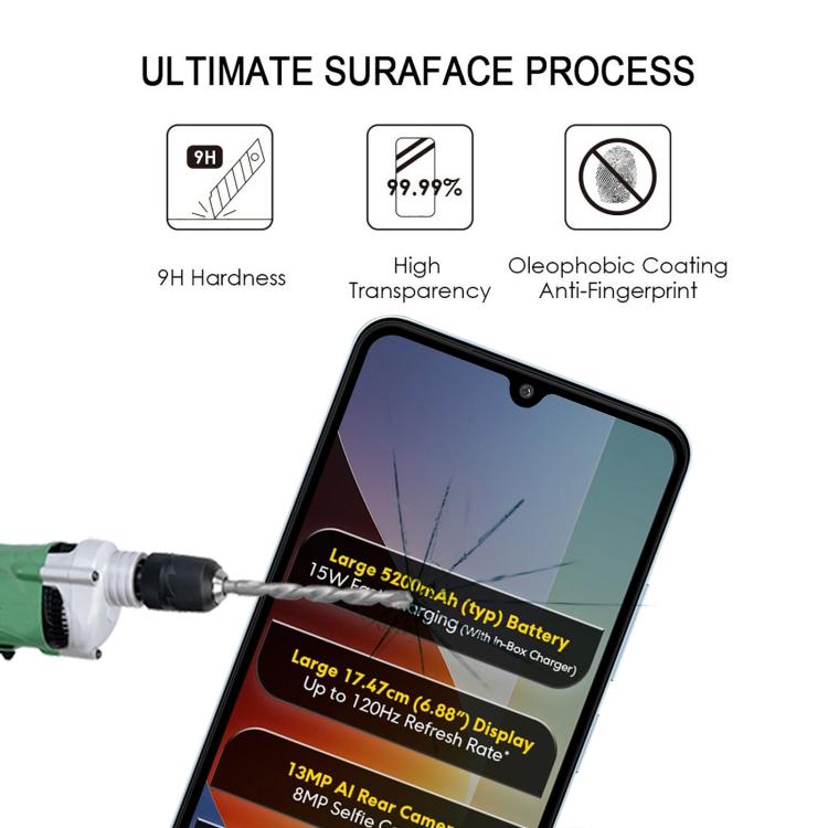 For Xiaomi Poco C81x 4G High Aluminum Full Screen Silk Printing Tempered Glass Film