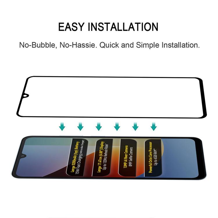 For Xiaomi Poco C81x 4G High Aluminum Full Screen Silk Printing Tempered Glass Film