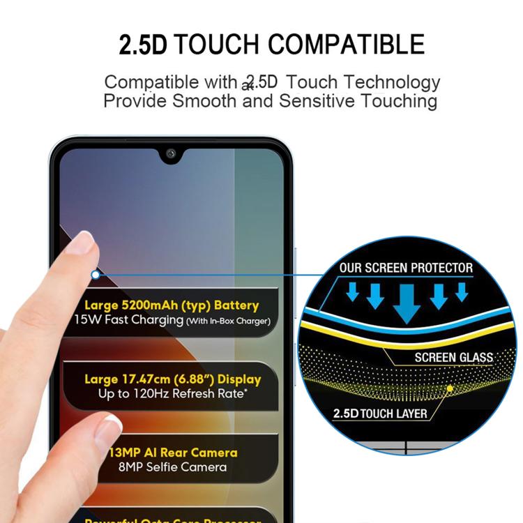 For Xiaomi Poco C81x 4G 25pcs High Aluminum Full Screen Silk Printing Tempered Glass Film