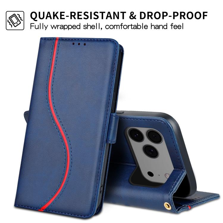 For iPhone 17 Pro Side Buckle S Curve Leather Phone Case
