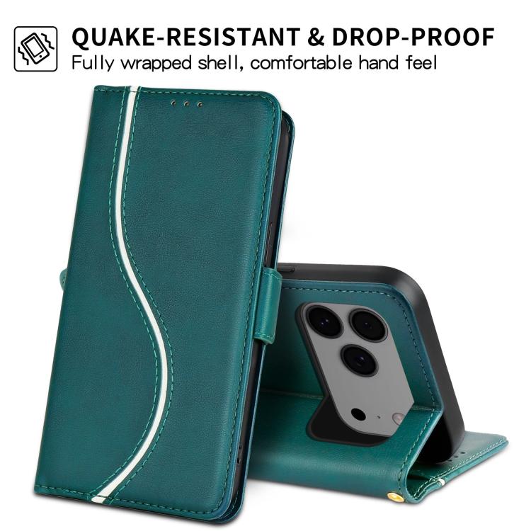 For iPhone 17 Pro Side Buckle S Curve Leather Phone Case