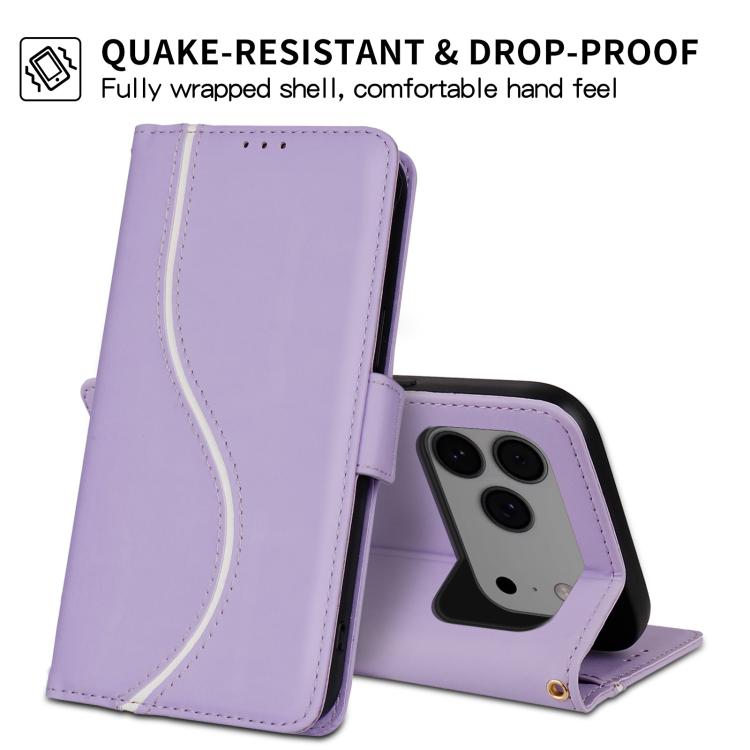 For iPhone 17 Pro Side Buckle S Curve Leather Phone Case