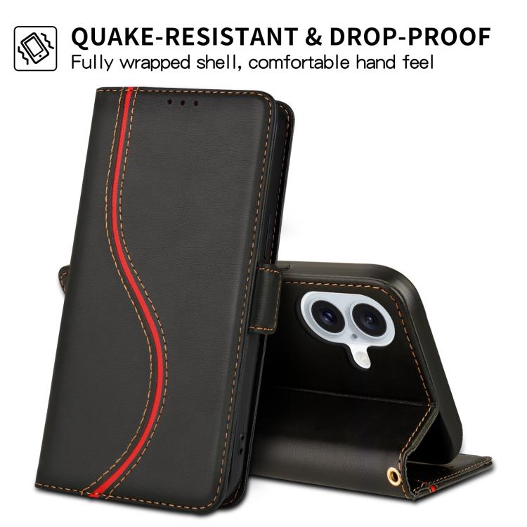 For iPhone 17 Side Buckle S Curve Leather Phone Case