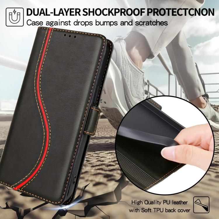 For iPhone 17 Side Buckle S Curve Leather Phone Case