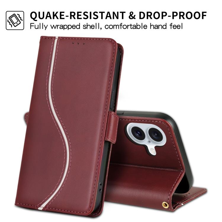 For iPhone 17 Side Buckle S Curve Leather Phone Case