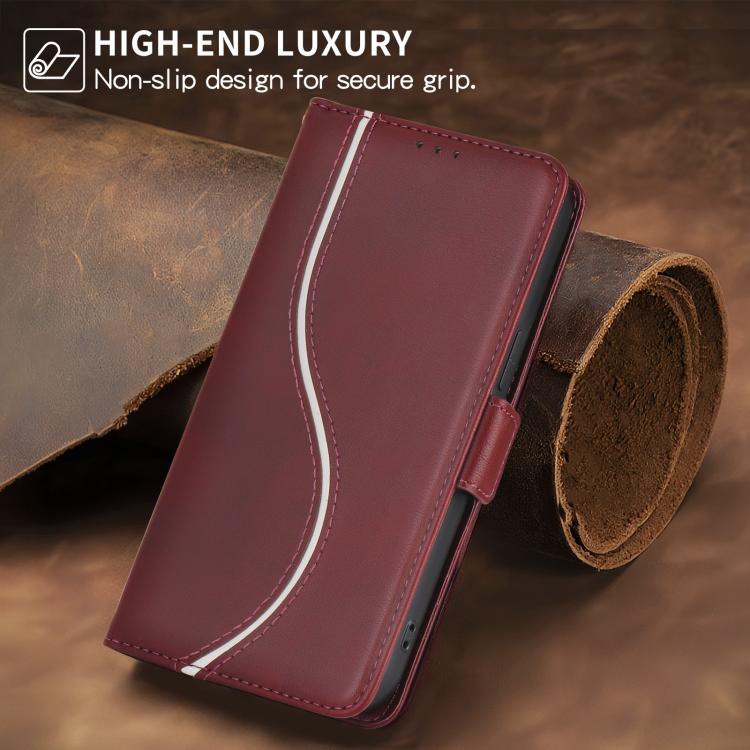 For iPhone 17 Side Buckle S Curve Leather Phone Case