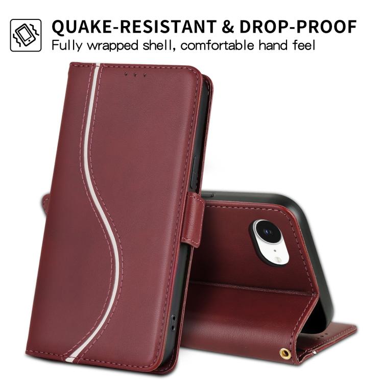 For iPhone 17e / 16e Side Buckle S Curve Leather Phone Case