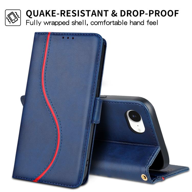For iPhone 17e / 16e Side Buckle S Curve Leather Phone Case