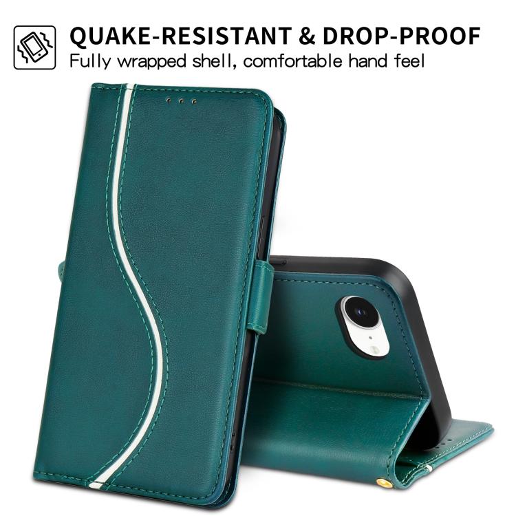 For iPhone 17e / 16e Side Buckle S Curve Leather Phone Case