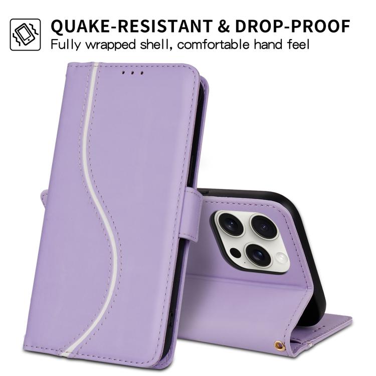 For iPhone 15 Pro Max Side Buckle S Curve Leather Phone Case