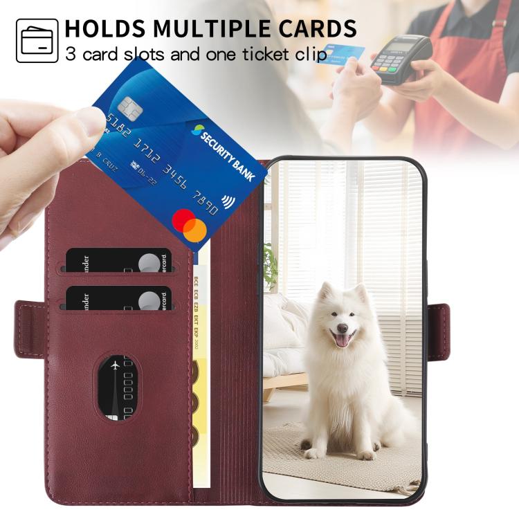 For iPhone 15 Side Buckle S Curve Leather Phone Case