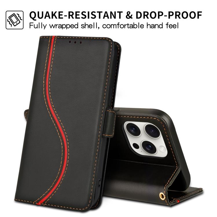 For iPhone 14 Pro Side Buckle S Curve Leather Phone Case