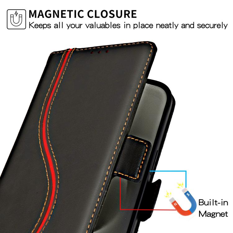 For iPhone 14 Pro Side Buckle S Curve Leather Phone Case