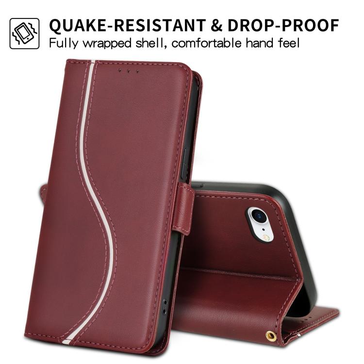 For iPhone 7 / 8 / SE 2022 Side Buckle S Curve Leather Phone Case