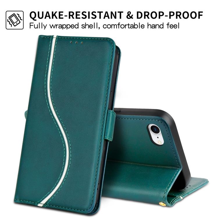 For iPhone 7 / 8 / SE 2022 Side Buckle S Curve Leather Phone Case
