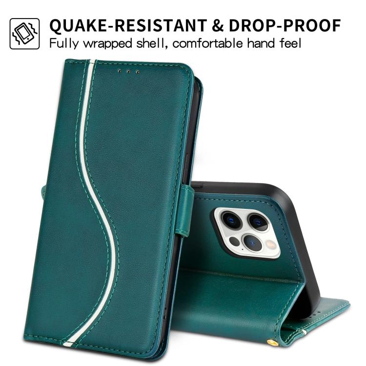 For iPhone 12 / 12 Pro Side Buckle S Curve Leather Phone Case
