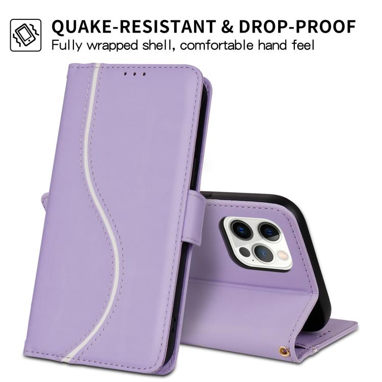 For iPhone 12 Pro Max Side Buckle S Curve Leather Phone Case
