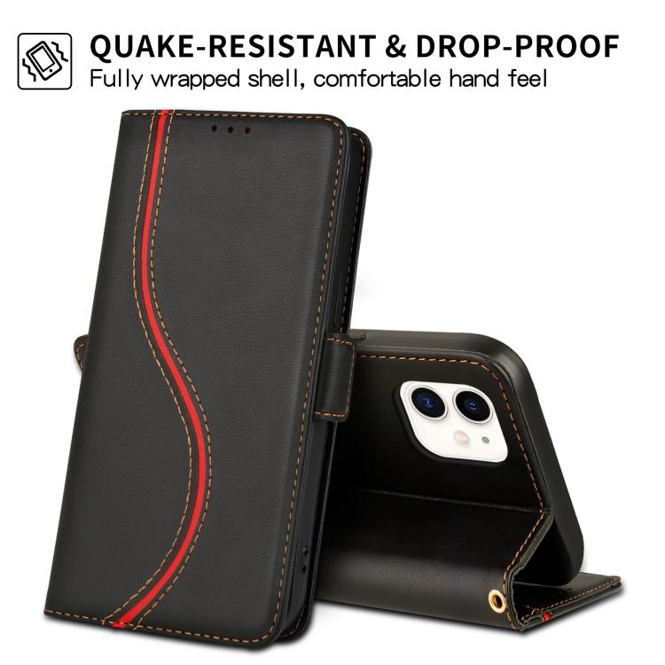 For iPhone 11 Side Buckle S Curve Leather Phone Case