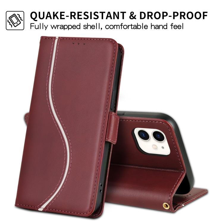 For iPhone 11 Side Buckle S Curve Leather Phone Case