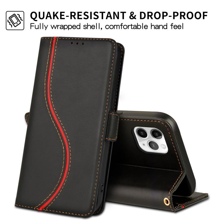 For iPhone 11 Pro Side Buckle S Curve Leather Phone Case