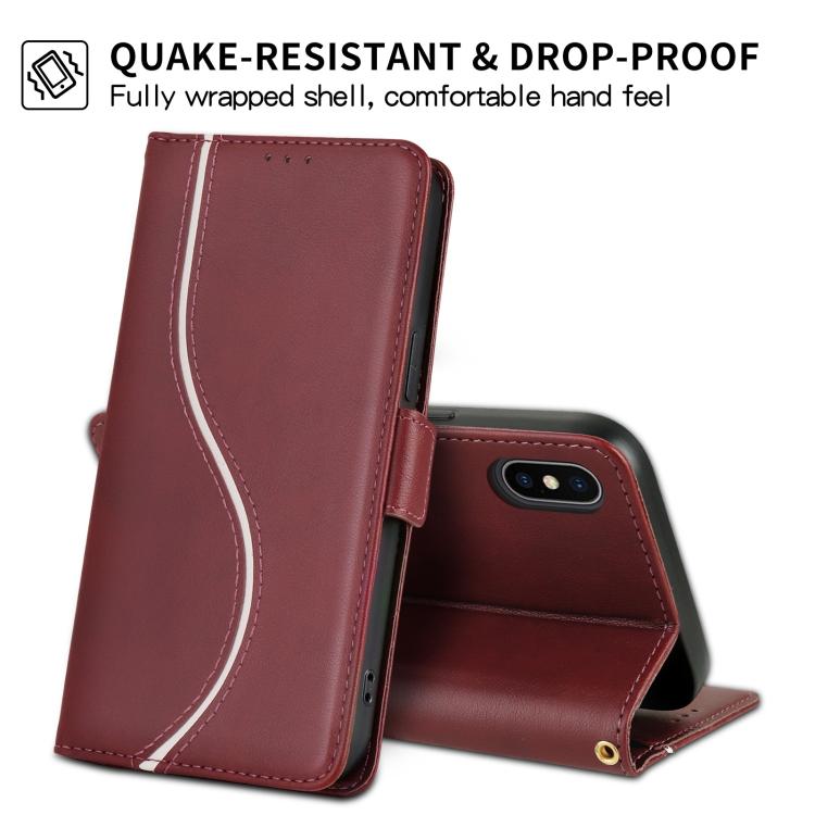 For iPhone X / XS Side Buckle S Curve Leather Phone Case