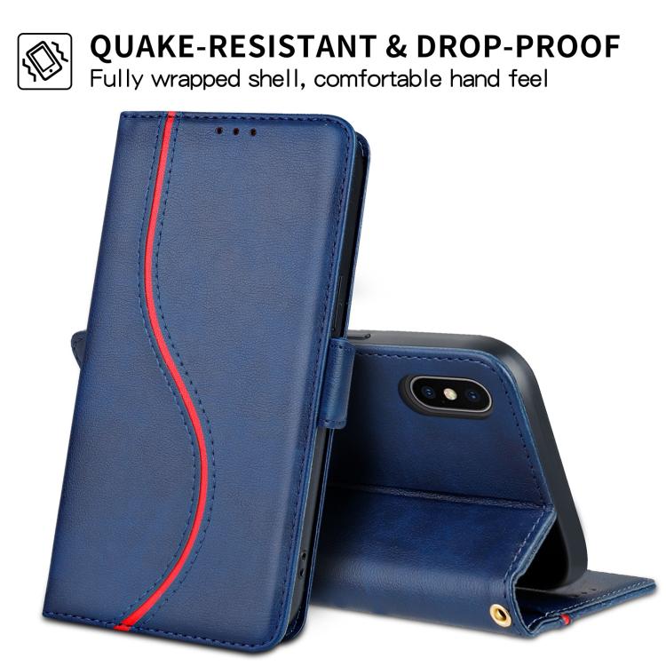 For iPhone X / XS Side Buckle S Curve Leather Phone Case