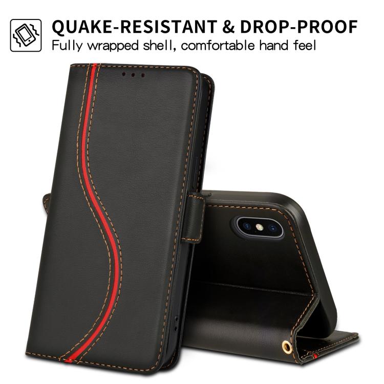 For iPhone XS Max Side Buckle S Curve Leather Phone Case