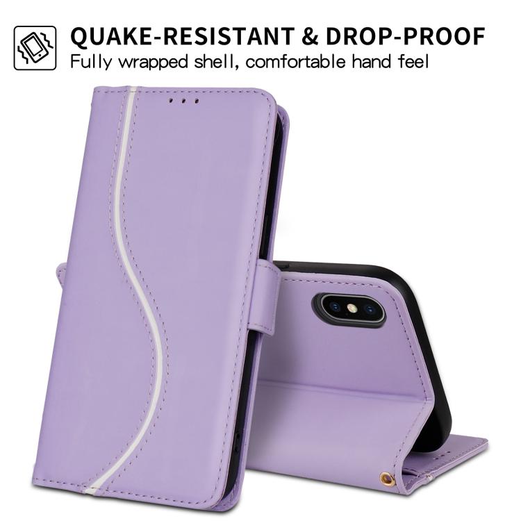 For iPhone XS Max Side Buckle S Curve Leather Phone Case